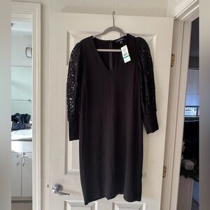 NWT Karen Kane Black Dress with Lace Sleeves